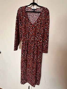 Eloquii Elements Leopard Print Wrap Plus Size Dress with Tie Waist Size 22/24